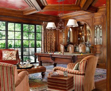 English Tudor - traditional - living room - san francisco - by Linda L. Floyd, Inc., Interior Design Tudor Homes Interior, English Tudor Homes Interior, English Tudor Homes, Tudor Homes, Dollhouse Inspiration, Cheap Rustic Decor, Traditional Game, Billiard Rooms, Cheap Apartment Decorating