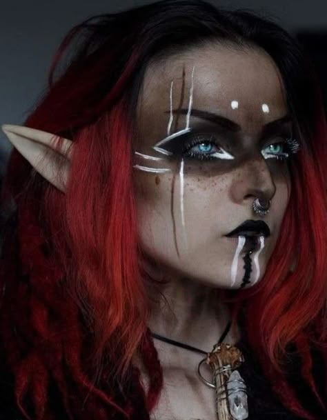 Nature Inspired Makeup, Elven Makeup, Warrior Makeup, Viking Makeup, Demon Makeup, Halloweenský Makeup, Witch Makeup, Halloween Makeup Inspiration, Alternative Makeup