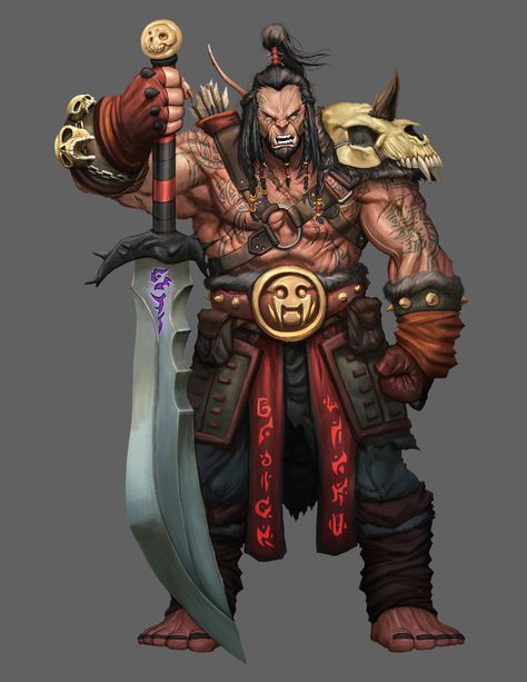 Orc Swordsman, Orc Character Art, Orc Character Design, Orc King, Dnd Orc, Dungeons And Dragons Books, Egypt Concept Art, Orc Warrior, Half Orc