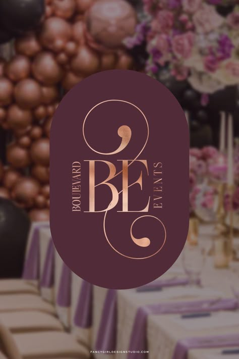 Boulevard Events - Fancy Girl Designs Event Decor Logo Design, Events Logo Design Ideas, Bridal Logo Design Branding, Event Logo Design Ideas, Wedding Business Branding, Event Planner Logo Design Ideas, Event Logo Design Creative, Event Decor Logo, Event Logo Ideas