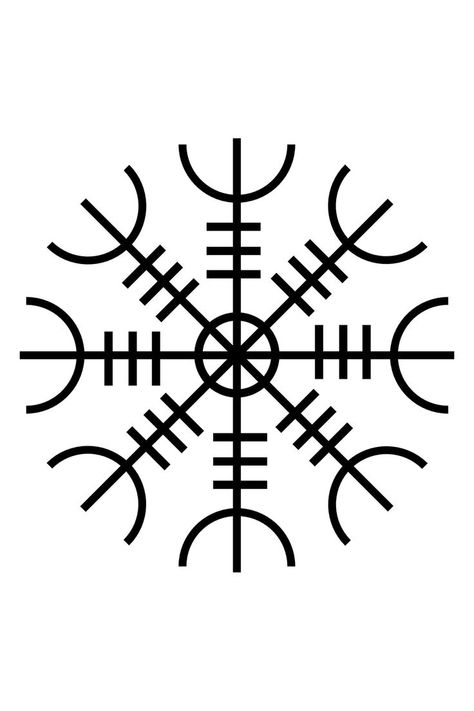 Ægishjálmur - The Helm of Awe or Helm of Terror is an object in Norse mythology and subsequently the name of an Icelandic magical stave Aegishjalmur Tattoo, Nordic Shaman, Helm Of Awe Tattoo, Ancient Geometry, The Helm Of Awe, Viking Warrior Tattoos, Viking Wallpaper, 13 Tattoo, Symbole Viking