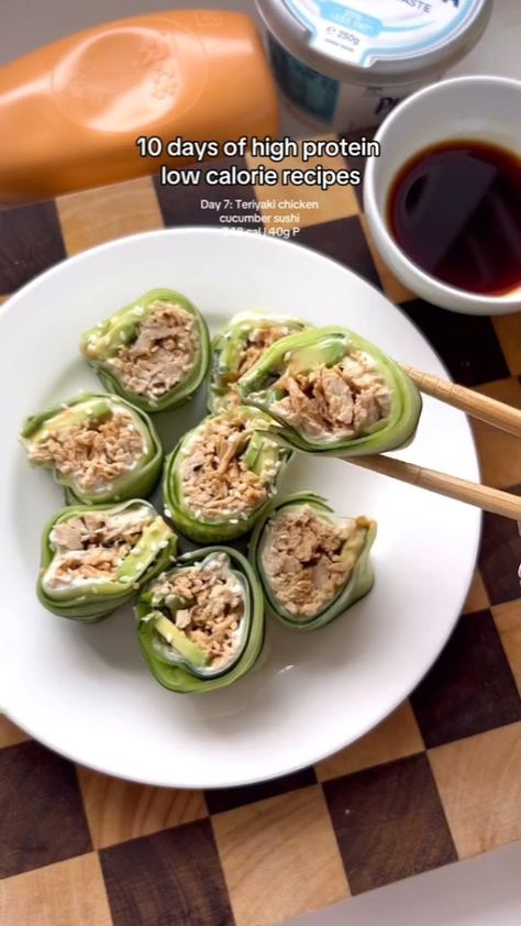 Low Calorie High Protein Snacks, High Protein Low Calorie Recipes, Chicken Cucumber, Cucumber Sushi, Pollo Teriyaki, Lasagne Recipes, Clean Eating Lunch And Dinner Recipes, High Protein Low Calorie, No Calorie Snacks