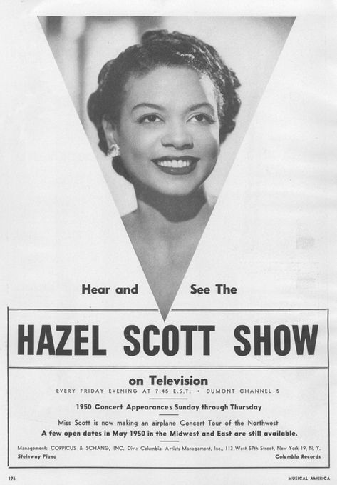 Unsung Women of Jazz - Hazel Scott - JazzArts Charlotte Hazel Scott, Rhapsody In Blue, Cafe Society, Vintage Black Glamour, Black Actors, Moving To Paris, Billie Holiday, Black Hollywood, Artist Management