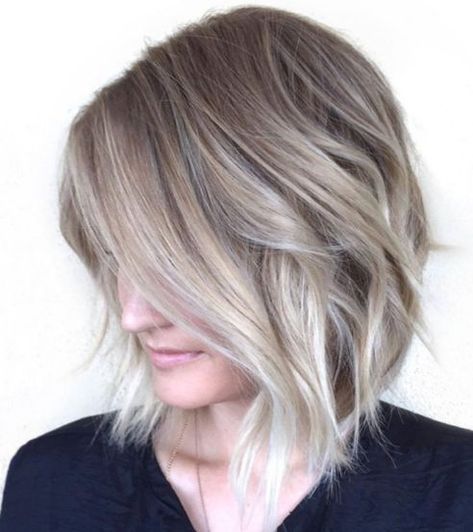 Shaggy Blonde Balayage Bob Short Balayage, Blonde Balayage Bob, A Line Haircut, Line Bob Haircut, A Line Bobs, Balayage Bob, Shaggy Bob, Brunette Balayage, Balayage Hair Blonde