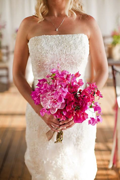 Fuchsia Wedding Theme, Bougainvillea Bouquet, Bright Wedding Bouquet, Bougainvillea Wedding, Puerto Vallarta Wedding, Hacienda Wedding, Fuchsia Wedding, Cascading Wedding Bouquets, Summer Wedding Bouquets