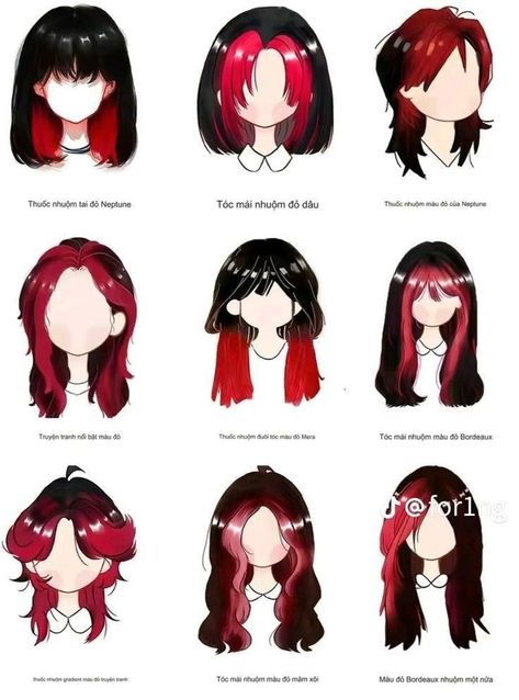 Duo Hair Color Ideas, Easy Hair Drawings, Cool Hair Designs, Dyed Tips, Hair Dye Tips, Hair Drawings, Red Hair Inspo, Dyed Red Hair, Hair Inspiration Long