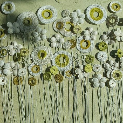 Liz Cooksey - Textile Artist (@liz_cooksey) • Instagram photos and videos Liz Cooksey, Wire Flowers, Collage Art Mixed Media, Textile Artist, Flowers White, Mixed Media Artists, Textile Artists, Artist On Instagram, Wind Chimes