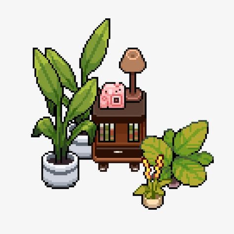 Little plant cafe composition 🌿 #cozygaming #pixelartist #pixelart #indiedev #gamedev #cuteart #stardewvalley #animalcrossing Pixel Isometric, Plant Pixel Art, Pixel Plants, Notion Gif, Plants Doodle, How To Pixel Art, Plant Doodle, Chinese Landscape Painting, Seed Pack