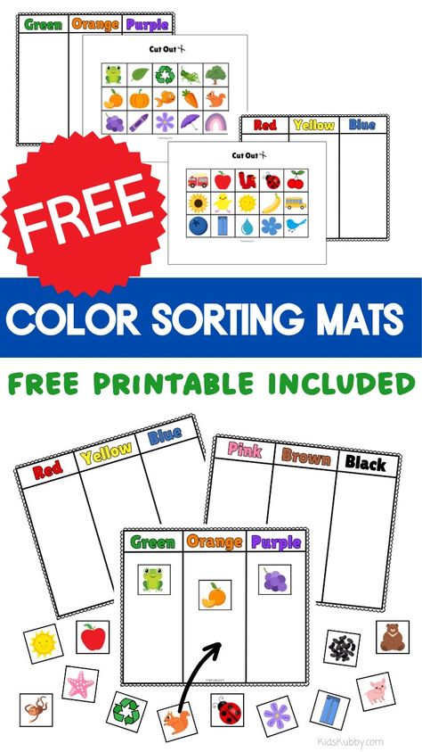 Color Sorting Preschool, Learning Colors Preschool, Shape Sorting Activities, Game For Toddlers, Colors For Toddlers, Color Sorting Activities, Sorting Colors, Color Flashcards, Sorting Mats