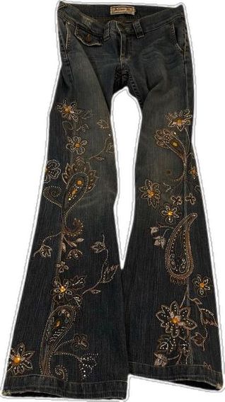 Vintage Y2K Embroidered Jeans Style Bundle, All Jeans, Thrift Inspo, Thrift Finds, Rory Gilmore, Bella Swan, Grunge Goth, Embroidered Jeans, Low Waisted