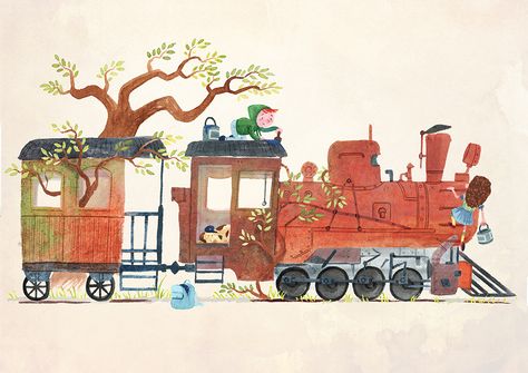 Christmas Train Drawing, Train Illustration, Train Drawing, Cosy Christmas, Steam Train, Christmas Train, Children Book, Tree Illustration, Magic Art