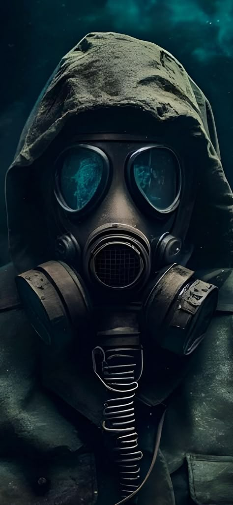 Man In Gas Mask, Gasmask Aesthetic, Gas Mask Oc, Gas Mask Wallpaper, Gasmask Art, Gas Mask Aesthetic, Biohazard Mask, Gas Mask Design, Gothic Accessories Jewellery