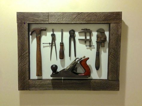 old tools display ideas | Old tool display- for my dads tools that my Mom gave my husband and ... Woodworking Tools Router, Used Woodworking Tools, Woodworking Tools Storage, Woodworking Saws, Antique Woodworking Tools, Woodworking Tools Workshop, Essential Woodworking Tools, Best Woodworking Tools, Wood Crafting Tools