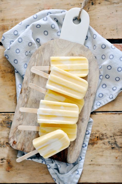 Peaches and Cream Popsicles | Lark & Linen Orange Popsicles, Ice Lollies, White Inspiration, Healthier Desserts, Slow Cooker Desserts, Homemade Popsicles, Peaches And Cream, Ice Pop, Orange Creamsicle