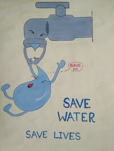 Save water drawing poster Don't Waste Water Poster, Drawing On Water Conservation, Water Conservation Drawing Ideas, Save Water In Daily Use Drawing, Water Conservation Pictures, Save Water Poster Drawing With Slogan, Save Water Poster Creative Drawing, Conserve Water Drawing, Save Water Slogans Poster