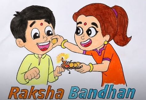 Raksha Bandhan Drawing Ideas, Rakshabandhan Drawing, Oil Pastels Easy, Raksha Bandhan Drawing, Raksha Bandhan Pics, Raksha Bandhan Cards, Drawing With Oil Pastels, Raksha Bandhan Images, Rakhi Cards