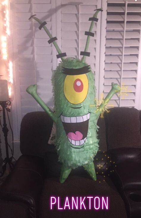 #plankton #pinata #spongebobsquarepants   #spongebob Trunk Or Treat Spongebob Theme, Spongebob Photo Booth, Spongebob Trunk Or Treat, Spongebob Pinata, Spongebob Painting Plankton, Spongebob Squarepants Decorations, Spongebob Cardboard Cutout, Plankton Pinata, Spongebob Birthday Party