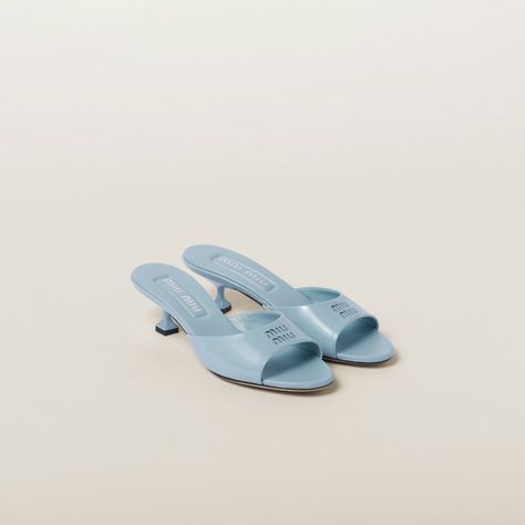 Light Blue Patent leather sandals | MIU MIU Miu Miu Heels, Miu Miu Sandals, Miu Miu Handbags, Miu Miu Shoes, Blue Sunglasses, Leather Sandals Women, Leather Hobo Bag, Sand Beige, Blue Sandals