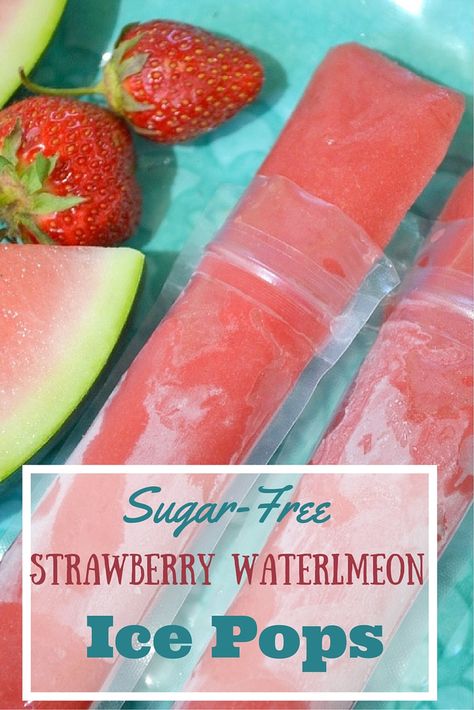 These healthy watermelon strawberry ice pops are so delicious and refreshing on a hot day. The kids loved them! I love that they're sugar-free and help you stay hydrated too | freeze pops | healthy popsicles. Healthy Ice Blocks, Strawberry Ice Pops, Sugar Free Ice Pops, Freezing Watermelon, Healthy Popsicles, Watermelon Strawberry, Freeze Pops, Ice Block, Watermelon Ice