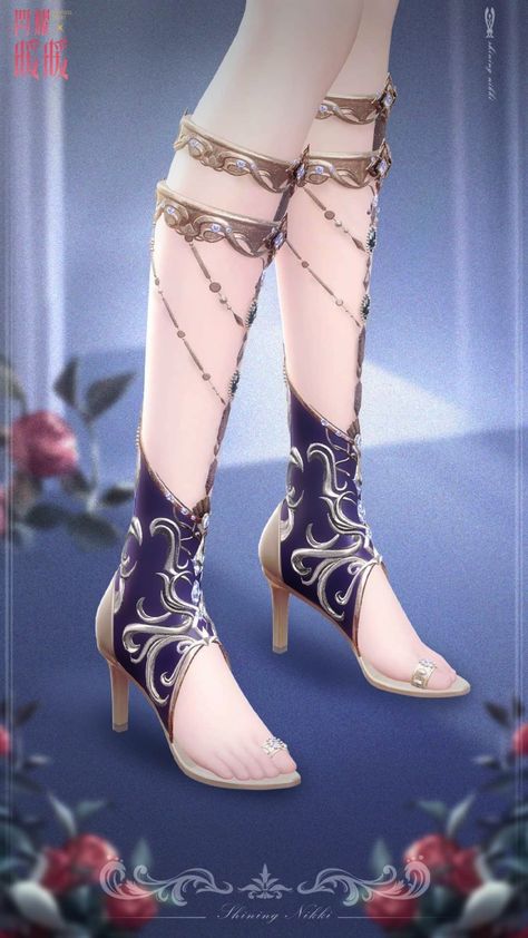 Dress Up Shoes, Nikki Dress, Shoe Designs, Star Clothing, Anime Clothes, Drawing Anime Clothes, Shining Nikki, Shoe Shine, Fantasy Gowns