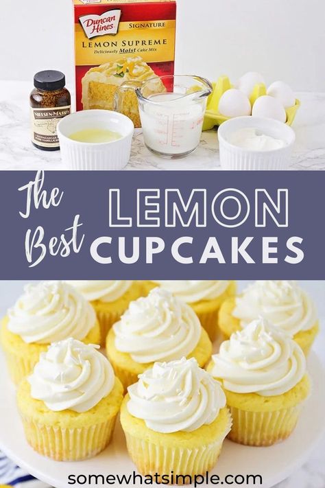 Lemon Oreo Cupcakes, Lemon Cupcakes From Box Cake With Pudding, Easy Lemon Cupcake Recipe, Lemon Filled Cupcakes From Box Cake, Cupcake Recipes Cake Mix Simple, Best Lemon Cupcake Recipe, Best Box Cupcake Recipe, Cupcakes Using Box Mixes, Betty Crocker Lemon Cake Mix Recipes