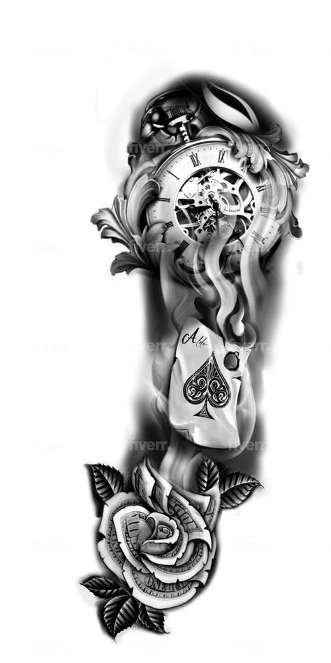 Full Sleeve Tattoo Stencils For Men, Custom Sleeve Tattoo Design, Fill In Tattoos Sleeve, Background Tattoo Designs Sleeve, Top Sleeves Design Tattoo, Sleeve Drawings Tattoo, Full Sleeve Tattoos Stencil, Clock Leg Tattoo Men, Couple Sleeve Tattoo