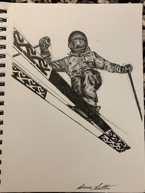 Skiing Tattoo, Ski Drawing, Wave Drawing, Sketches Art, Mountain Drawing, Cartoon Clip, Graffiti Doodles, Person Drawing, Art People