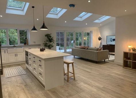 Kitchen Extension Open Plan, Modern Kitchen Open Plan, Kitchen Diner Extension, House Extension Plans, Open Plan Kitchen Dining Living, Open Kitchen And Living Room, Open Plan Kitchen Diner, Open Plan Kitchen Dining, Open Plan Kitchen Living Room