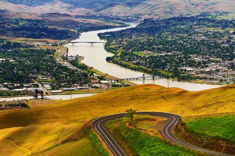 You will also capture gorgeous views of Lewiston, Idaho, and Clarkston, Washington, down below. Lewiston Idaho, Oregon Vacation, Mountain Travel, Columbia River, Ways To Travel, Gorgeous View, The View, Breathtaking Views, Clear Water