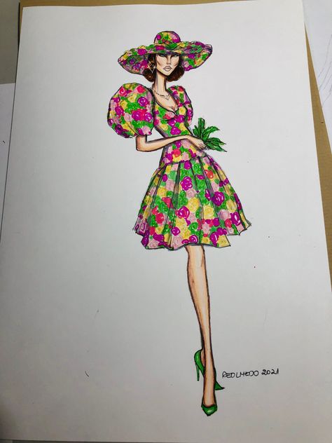 Floral Dress Illustration, Shriya Reddy, Floral Dress Fashion, Barbie Fashion Sketches, Fashion Figure Drawing, Dress Illustration, Fashion Illustration Sketches Dresses, Creative Diy Gifts, Fashion Design Sketchbook