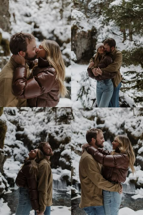 Alaska Winter Mountain Engagement | Engagement Outfit Ideas | Theresa McDonald Photographer | Shooting Julia and Sam’s winter engagement photos in Girdwood, Alaska was unforgettable! It was filled with snowy engagement pictures! Check out winter engagement photos outfits, forest engagement ring, mountain engagement announcement, and fun engagement photos ideas! Book Theresa for your candid engagement photos or editorial couple photos at theresamcdonaldphotographer.com! Christmas Engagement Photos Outfit, Winter Couples Photoshoot Outfits, Winter Engagement Outfit Ideas, Snowy Engagement Photos Outfits, Alaska Engagement Photos, Winter Photoshoot Ideas For Couples, Winter Engagement Outfits, Fun Engagement Photos Ideas, Snowy Engagement Photos