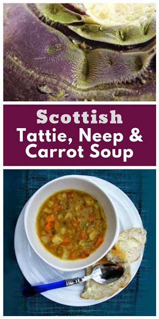 A chunky filling (tattie) potato, (neep) turnip and carrot soup, perfect for cold Scottish winters. Scottish turnips are also called swede in England and Rutabaga in the US. #scottishsoup #vegetablesoup #scottishrecipes #lowcaloriesoup #chunkysoup #carrotsoup #turnipsoup #swedesoup #52dietsoup #vegansoup #vegetariansoup Scottish Tattie Soup, Scottish Potato Soup, Potato Turnip Soup, Scottish Soups, Scottish Soup, Swede Soup, Turnip Soup, Soup Potato, Scottish Food