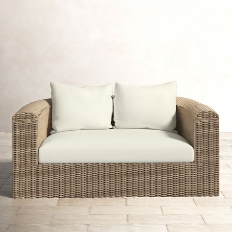 Birch Lane™ Fuson 62.25'' Wicker Outdoor Loveseat & Reviews | Wayfair Patio Paradise, Wicker Loveseat, Patio Daybed, Patio Ottoman, Patio Bar Stools, Outdoor Sofas, Modern Loveseat, Outdoor Loveseat, Patio Rocking Chairs