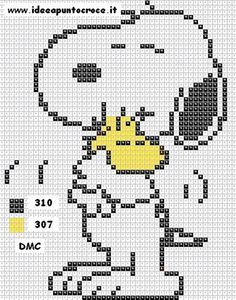 Snoopy Perler, Cross Stitch Embroidery Patterns, Embroidery Patterns Ideas, Embroidery Tips, Snoopy Woodstock, Disney Cross Stitch, Patterns Ideas, Beaded Cross Stitch, Pixel Art Pattern