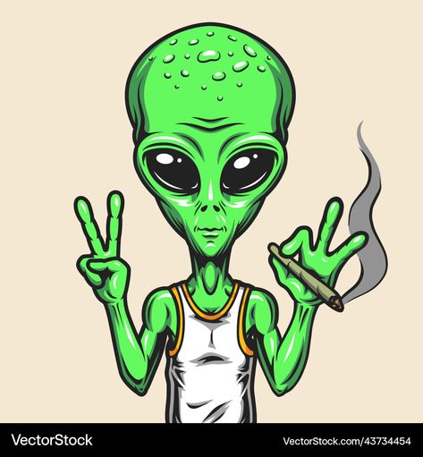 Alien Vintage, Alien Vector, Peace Fingers, Modern Art Canvas Painting, Green Alien, Vintage Labels, Tattoos For Guys, Png Images, Adobe Illustrator