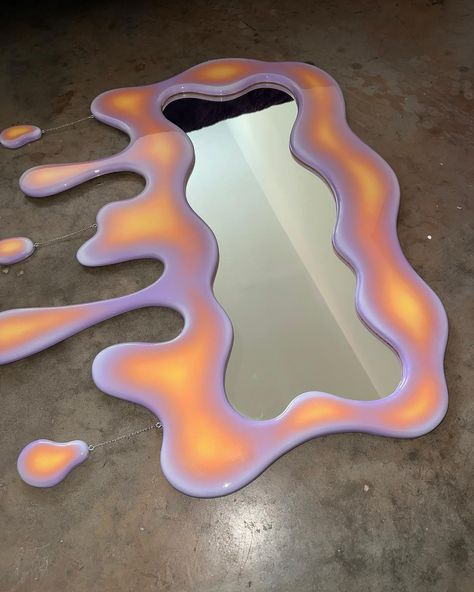 Bask in the glow of this sunset gradient mirror, specially crafted for Taybeepboop 🌅✨. With vibrant hues that shift seamlessly from oranges to purple, this mirror brings the peaceful magic of a sunset into any space. Designed to be both functional and artistic, it makes the perfect statement piece for modern homes or creative studios. Hand-finished for a one-of-a-kind look, it’s an ideal blend of art and utility. Tap to explore more custom creations from HOTGLOOD, and save this pin for your next decor inspiration! 🎨 #GradientMirror #CustomArt #HomeDecor Drippy Mirror, Gradient Mirror, High Room, Sunset Gradient, Orange Gradient, Please And Thank You, Delicate Chain, Modern Homes, So Proud