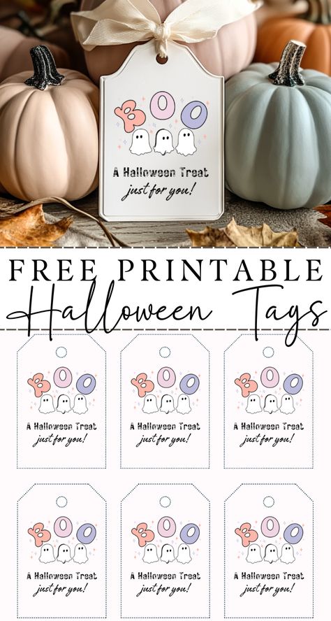 These adorable free printable Halloween Gift tags are perfect for boo baskets, classroom goodie bags, and Halloween treat bags. Print these pastel Halloween designs at home. This Halloween printable is an instant download. Halloween Free Printables Treat Bags, Halloween Cards Printable Free, Halloween Place Cards Free Printable, Halloween Bag Tags Free Printable, Fall Treat Bag Tags Free Printable, Free Halloween Treat Bag Printables, Halloween Printable Tags Free, Happy Halloween Cards Printable, Free Printable Boo Basket Tags