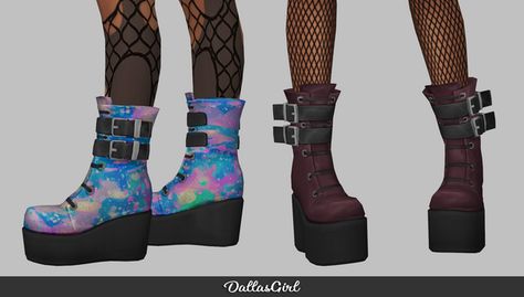 Echo Boots | DallasGirl on Patreon Sims 4 Cc Goth, Alt Shoes, Los Sims 4 Mods, Sims Clothes, Cc Shoes, Goth Boots, Sims 4 Cc Shoes, Goth Look, Best Sims