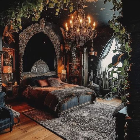 Gothic Bedroom Design, Dungeon Room Ideas, Bedroom Dungeon, Bedroom Inspiration Cozy, Hippie Bedroom Decor, Boys Bedroom Makeover, Dark Home Decor, One Friend, Interior Design Boards