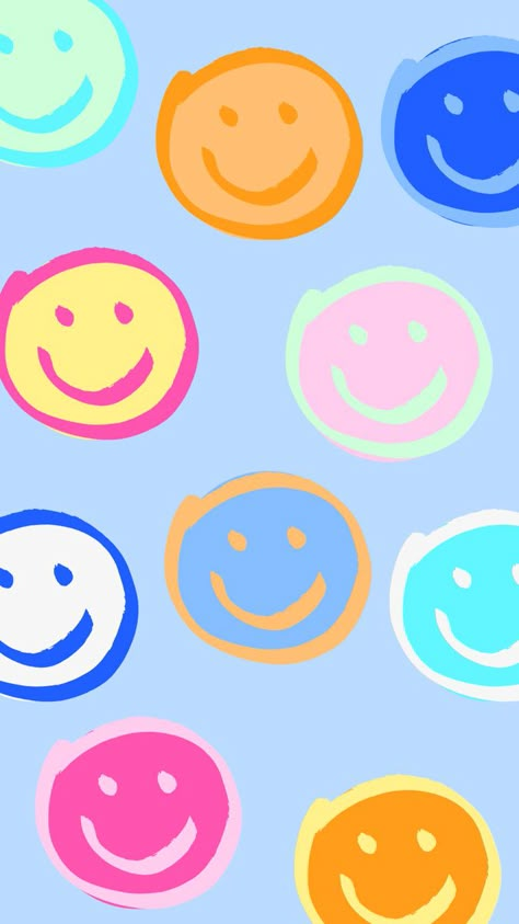 #smile #preppy #phonebackground Bright Ipad Wallpaper, Preppy Lockscreen Wallpaper, Happy Background Aesthetic, Happy Face Background, Smiley Face Background, Preppy Background, Fun Backgrounds, Smile Pattern, Happy Background