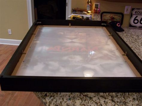 Small crafty project: Custom LED backlit 40"x60" frame for a canvas Back Lit Picture Frames, Led Movie Poster Frame, Backlit Picture Frame, Diy Movie Poster Frame, Diy Backlit Wall Art, Diy Backlit Sign, Led Picture Frame, Diy Black Light, Diy Poster Frame