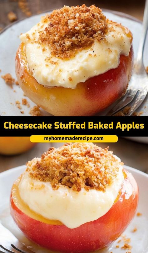 These cheesecake stuffed baked apples are the best apples for a decadent fall dessert. Juicy apples filled with creamy cheesecake make for the ultimate baked apple treat Graham Cracker Topping, Baked Apple Cheesecake, Stuffed Baked Apples, Stuffed Apples, Cracker Toppings, Apple Treat, Apple Cheesecake, Cheesecake Filling, Baked Apple