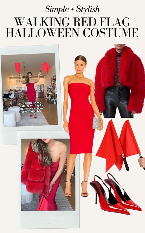 The Easiest Halloween Costume Idea: Walking Red Flag - Red Soles and Red Wine Red Flag Halloween Costume, Walking Red Flag, Glam Fall Decor, Wine Outfit, Halloween Costume Idea, Nashville Outfits, Romantic Stories, Wine Theme, Easy Halloween Costumes