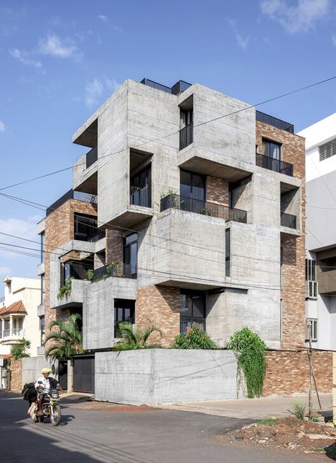 Cubic Architecture, Architecture Photography Buildings, Small Apartment Building, Apartment Exterior, Brutalism Architecture, Residential Building Design, India Images, Architecture Design Drawing, Concrete Building