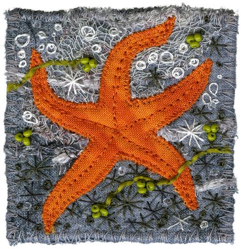 Underwater Applique, Beachy Quilts, Fish Bedroom, Selling Quilts, Seascape Quilts, Embroidered Landscapes, Stumpwork Embroidery, Ocean Quilt, Sea Quilt