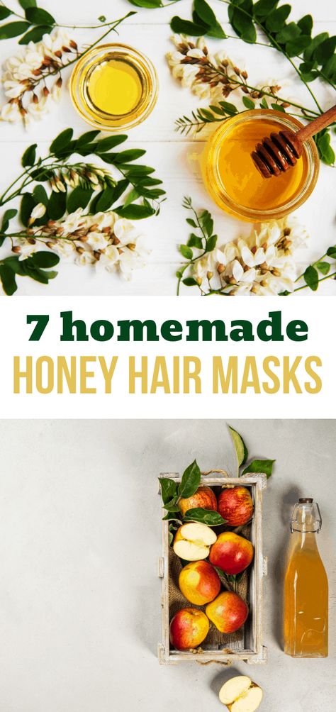 I wanted to make my hair healthier while promoting growth, and honey hair masks made a huge difference! These are 7 recipes for homemade hair masks I tried. #honey #hairmasks #hairgrowth Uses For Honey, Lemon Juice Hair, Homemade Hair Mask Recipes, Best Diy Hair Mask, Homemade Hair Masks, Olive Oil Hair Mask, Honey Hair Mask, Hair Mask Recipe, Homemade Hair Mask