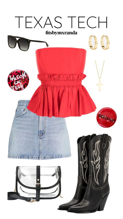 TEXAS TECH GAMEDAY OUTFIT #outfitinspo #gameday #gamedayfit #texastech #outfit Alabama Gameday Outfit, Rush Week Outfits, Tech Outfit, Outfit Shuffles, College Gameday Outfits, Tech Clothing, Rush Outfits, Outfit Inso, Georgia Football