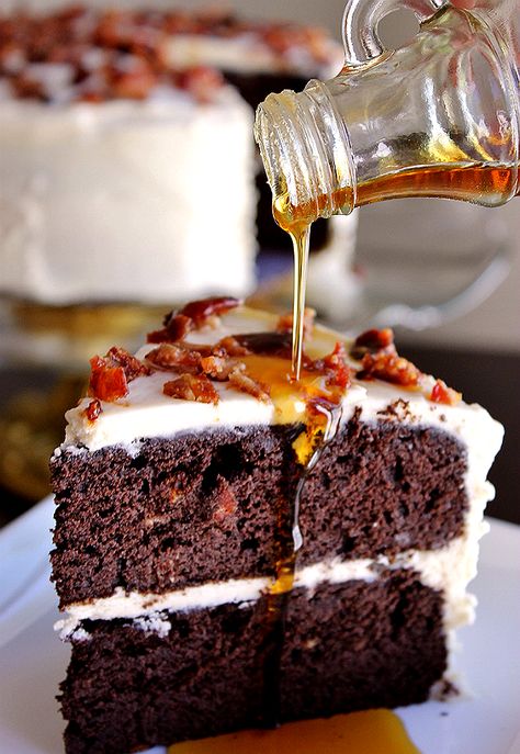 Dark Chocolate Maple Bacon Cake Recipe #SparklySavings #Shop #cbias Maple Bacon Cake Recipe, Bacon Chocolate Cake, Maple Bacon Cake, Bacon Cake, Bacon Desserts, Chocolate Bacon, Maple Bacon, Dishwasher Detergent, Baking Sweets