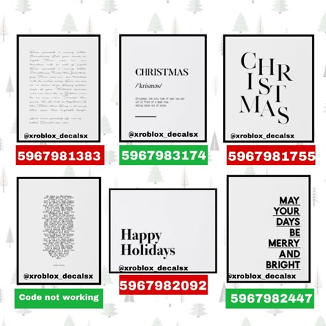 Bloxburg Picture Codes For Bathroom, Christmas Decor Codes Bloxburg, Christmas Decor Codes Berry Ave, Christmas Bloxburg Decor, Bloxburg Bedroom Picture Codes, Bloxburg House Layouts 2 Story Christmas, Bloxburg Resteraunt Decals, Christmas Roblox Decal Codes, Bloxburg Christmas Layout