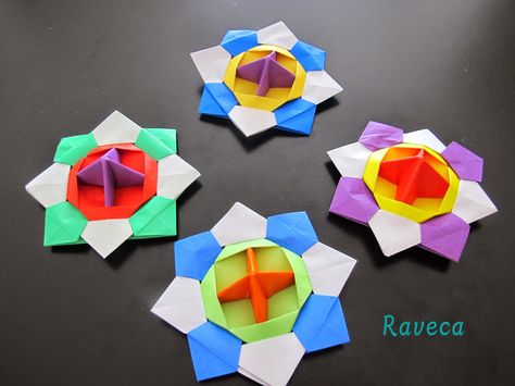 Origami Spinning Tops - Tutorial by MMKids Snowflakes From Paper, Origami For Children, Diy Toy Crafts, Beyblade Birthday Party, Beyblade Birthday, Paper Folding Techniques, Origami Toys, Kaleidoscope Eyes, Best Origami